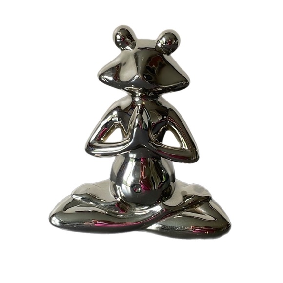 Ceramic Mirror Chrome Cute Whimsical Yoga Frog - Picture 2 of 12